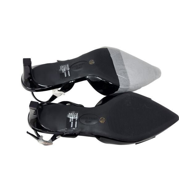 Anne Klein Black Patent Leather Slingback Bernette Bow Pump Sandals Size 7.5M - Picture 11 of 12